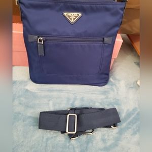 Prada Tessuto Nylon Flat Blue Messenger Bag, NEW